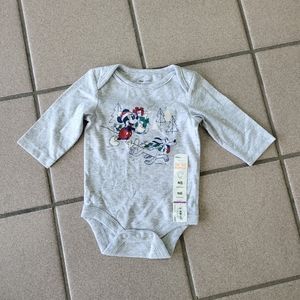 NWT Newborn Disney Jumping Beans Mickey Mouse & Pluto Christmas Bodysuit